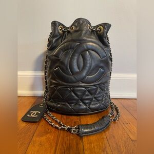 Beautiful Vintage LeatherDrawstring Bucket
